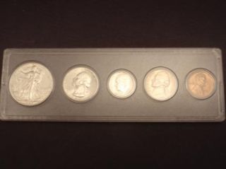 1946s US Coin Set 90 Silver Standing Liberty Quarter Dime Nickel Penny