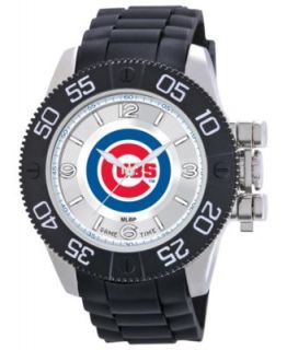 Game Time Watch, Mens Chicago Cubs Black Polyurethane Strap 47mm MLB