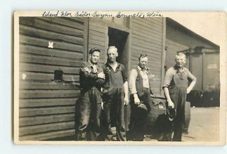 4555 RPPC Marmarth, North Dakota Four Men Flor, Gwynn, Connell Weir RR