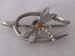 Antique Art Deco Silver Wishbone Dragonfly Brooch Free P P UK