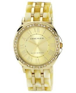 Anne Klein Watch, Womens Plastic Horn and Gold tone Adjustable
