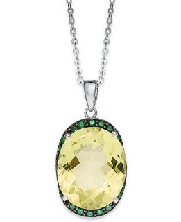 Sterling Silver Necklace, Lemon Quartz (11 1/2 ct. t.w.) and Green