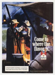 1994 Marlboro Cigarette Cowboys Men Around Campfire Ad