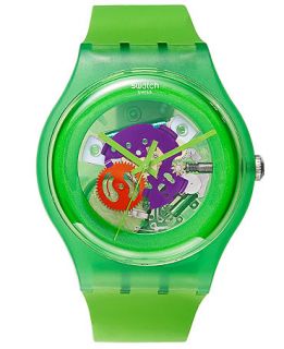 Swatch Watch, Unisex Swiss Green Lacquered Green Silicone Strap 41mm