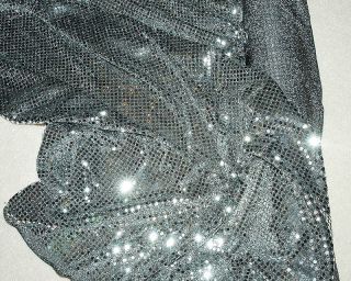 Sequin Stretch Knit Fabric Silver Black 56 BTY