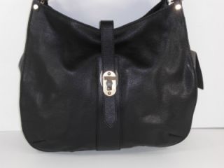 Burberry Black Marsden Grainy Leather Medium Hobo Bag
