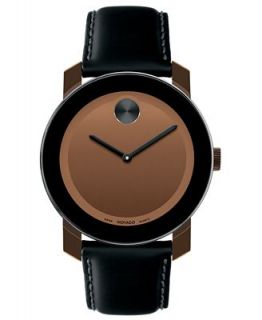 Movado Watch, Swiss Bold Black Coated Leather Strap 42mm 3600090