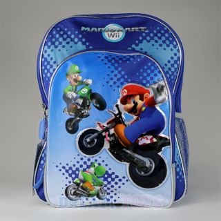 16 Super Mario Wii Mario Kart Backpack Boys Large New