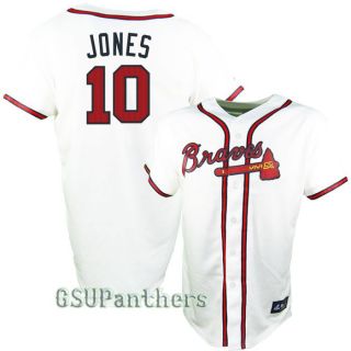 Jones Atlanta Braves White Home Youth Sewn Jersey Sz M XL
