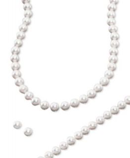 14k Gold Cultured Freshwater Pearl Necklace, Earring & Bracelet Set