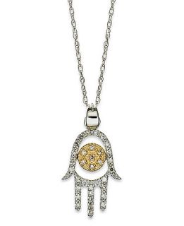 Diamond Necklace, 14k Gold and 14k White Gold Diamond Hand of God