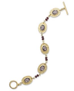 Lauren Ralph Lauren Bracelet, 14 Gold Plated Amethyst Glass Cabochon