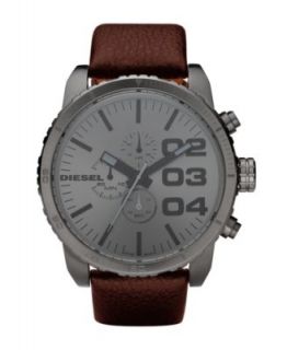 Diesel Watch, Brown Leather Strap 46mm DZ1467   All Watches   Jewelry