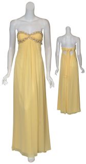 Mary L Couture Sunny Yellow Beaded Gown Dress 10 New