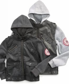 Urban Republic Kids Jacket, Boys Faux Leather Jacket with Hood