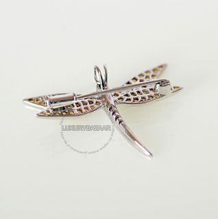 Ambrosi 18K White Gold Diamond Orange Sapphire Dragonfly Pin