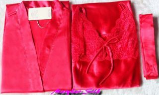Luxury Style 2pcs Women Silk Stain Sleepcoat Pajamas Pajama Robe S3323