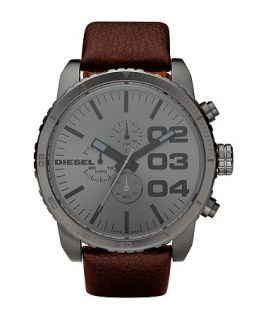 Diesel Watch, Chronograph Brown Leather Strap 58x52mm DZ4210   All