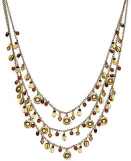 Lauren Ralph Lauren Necklace, 14k Gold Plated Multi Bead Three Row