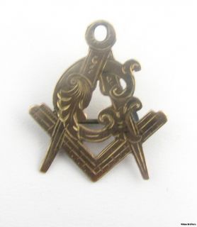 Antique Masonic Pin c.1880   1890 10k Yellow Gold Square and Compass G