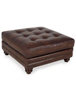 Leather Cocktail Ottoman, 36W x 36D x 18H   furniture