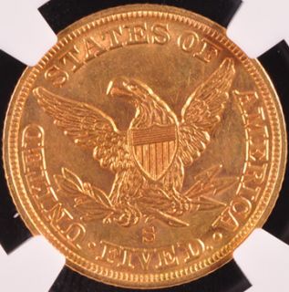1856 s Liberty $5 NGC MS 61
