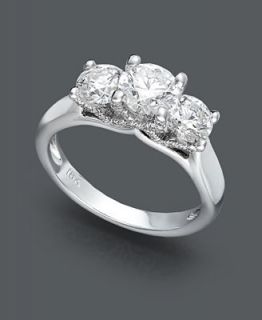 X3 Diamond Ring, 18k White Gold Certified Diamond Three Stone Ring (2