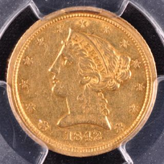 1842 C Liberty $5 PCGS AU 50