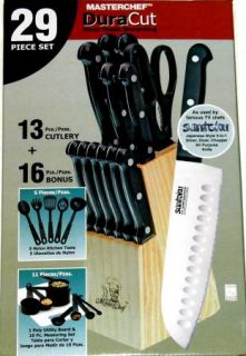 Masterchef 29 Pc Knife Set Inc. 7 Santoku Knife Wood Block Kitchen
