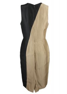 Martin Grant Womens Black Mocha Asymmetric Bi Color Dress L $1098 New