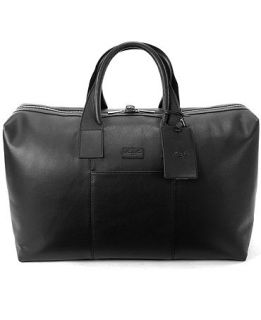 Kenneth Cole New York Black Leather Duffel, 20 Carry On   Duffels