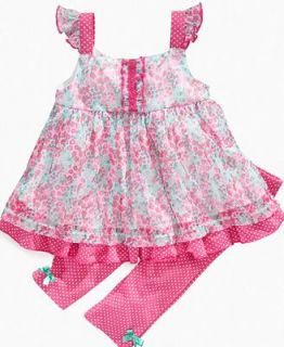 Kids Headquarters Baby Set, Baby Girls Floral Tunic and Polka Dot