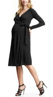 Gap Maternity Black Knit Long Sleeve Wrap Sweater Dress XS New