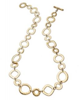 Lauren Ralph Lauren Necklace, Silver tone Oval Charm Toggle Necklace