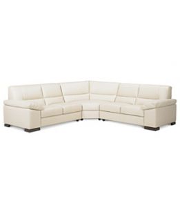 Stacey Leather Sectional Sofa, 6 Piece Modular (3 Armless Chairs, 2