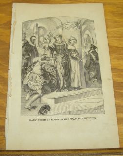 1852 Antique Print Mary Queen of Scots on Way to Execution Graham’s