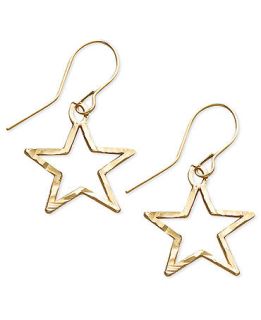 14k Gold Earrings, Star Drop Earrings  