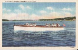 Toledo Oh Motor Boating Maumee Bay Linen Postcard