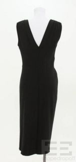 Maurizio Pecoraro Black Wool Draped Sleeveless Dress Size US10