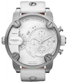 Diesel Watch, Chronograph White Leather Strap 65x57mm DZ7194   All