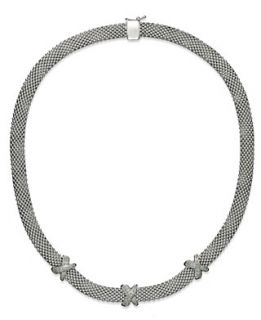Diamond Necklace, Sterling Silver Diamond Mesh X Necklace (1/3 ct. t.w
