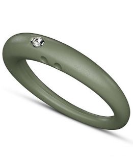 DUEPUNTI Silver and Silicone Ring, Diamond Accent Grey Ring   Rings