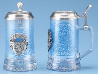 Scottish Scotland Glass German Beer Stein Mug with Pewter Crest Decor