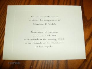 MATTHEW E.WELSH INDIANA GOVERNOR ELECT 1960 CHRISTMAS CARD & INAUGURAL