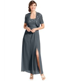 Alex Evenings Dress and Jacket, Sleeveless Sequin Lace Gown