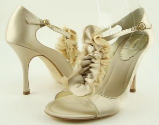Maxstudio Salsa Beige T Strap Womens Wedding Prom Shoes Pump 6 M