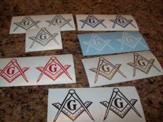 13 1 6Color Masonic Square Compass Emblem Decals