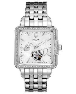 Bulova Watch, Womens Automatic Mechanical Diamond Accent Stainless