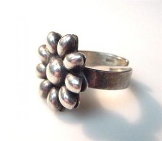 Vintage Taxco Sterling Silver Flower Design Ring Size 9 9 8 Grams