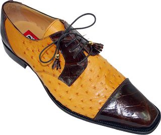 New Mauri 594 Brown Honey Alligator Ostrich Shoes 11